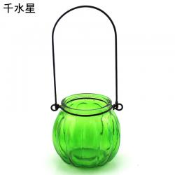 手提玻璃瓶 创意玻璃 diy装饰手提南瓜花瓶 迷你小瓶灯