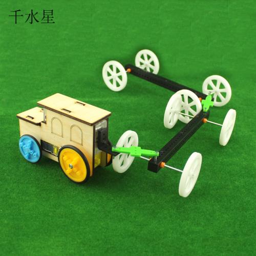 易拉罐小火车1号 DIY拼装电动模型玩具车 手工益智玩具小发明套件