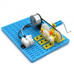 趣味方形手摇发电机 皮带齿轮机械传动发电装置 科学实验DIY玩具