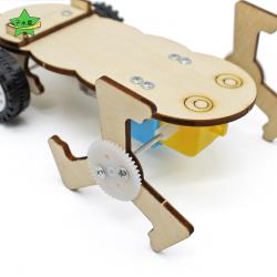 线控冲锋小车 木板拼装科技小制作diy自制简易遥控车手工玩具学生