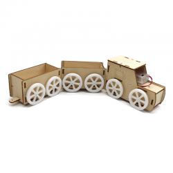 [星之河畔]木制小火车 DIY科技小制作儿童创意科学手工木质拼插玩具亲子作品