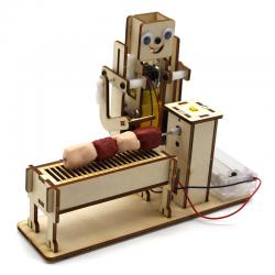 [星之河畔]烧烤机器人 小学生趣味科技小制作创意木制DIY手工拼装模型玩具
