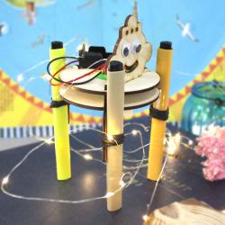 [星之河畔]三足涂鸦笔 儿童创意木制DIY手工拼装模型玩具材料包科技小制作