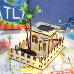 [星之河畔]椰子树下小房子(送喷瓶) DIY拼装小制作玩具幼儿园手工课区域材料
