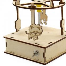 [星之河畔]盒子旋转木马 创意手工DIY木制拼装模型玩具摆件亲子科技小制作