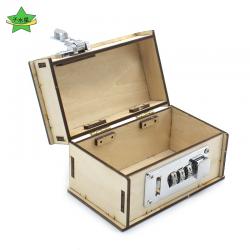 密码箱1号迷你小木盒储物箱手工拼装模型diy创意木质小制作玩教具