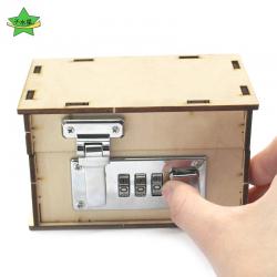 密码箱1号迷你小木盒储物箱手工拼装模型diy创意木质小制作玩教具