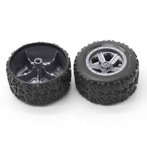 2.5*38mm粗纹路车轮(黑皮银毂)(1包4个)